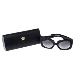 Versace Black Crystal Studded/Grey Gradient 4308-B Cat Eye Sunglasses