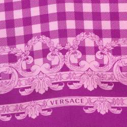 Pre Owned Versace Orchid Pink Medusa Print Silk Scarf