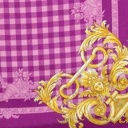 Pre Owned Versace Orchid Pink Medusa Print Silk Scarf