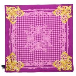 Pre Owned Versace Orchid Pink Medusa Print Silk Scarf
