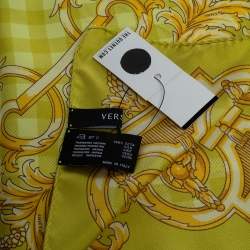 Versace Lime Green Medusa Print Silk Scarf