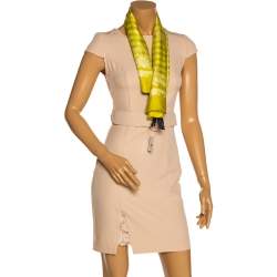 Versace Lime Green Medusa Print Silk Scarf