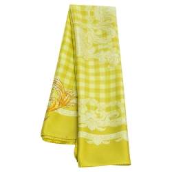 Versace Lime Green Medusa Print Silk Scarf