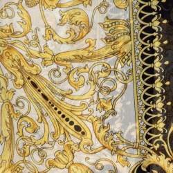 Pre Owned Versace White & Gold Baroque Print Silk Scarf