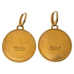 Pre Owned Versace Medusa Coin Gold Tone Drop Earring 