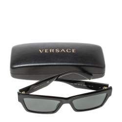 Pre Owned Versace Black Medusa Ares Square Sunglasses
