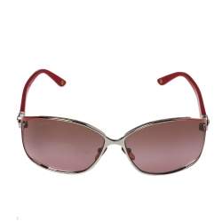 Pre Owned Versace Red/ Brown & Pink Gradient 2125-B Medusa Icon Aviator Sunglasses