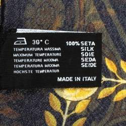 Pre Owned Versace Black Abstract Printed Silk Scarf