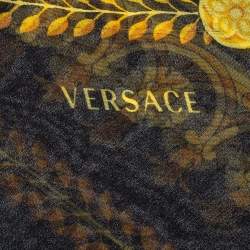 Pre Owned Versace Black Abstract Printed Silk Scarf