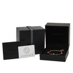 Pre Owned Versace Gold Tone Medusa Chain Link Cuff Bracelet
