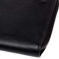 Pre Owned Versace Black Saffiano Leather Medusa Wallet Organizer