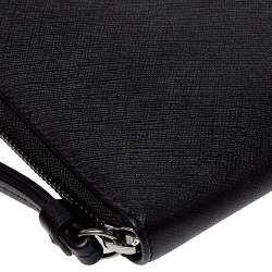 Pre Owned Versace Black Saffiano Leather Medusa Wallet Organizer