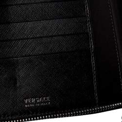 Pre Owned Versace Black Saffiano Leather Medusa Wallet Organizer