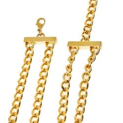 Pre Owned Versace Gold Tone Logo & Medusa Charms Chain Belt