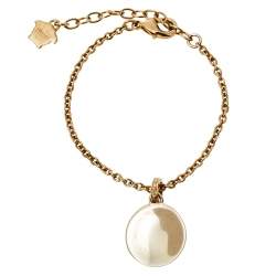 Pre Owned Versace Black Medusa Charm Gold Tone Chain Bracelet