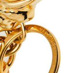 Pre Owned Versace Gold Tone Metal Medusa Icon Key Ring / Bag Charm 