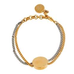 Pre Owned Versace Vanitas Medusa Two Tone Metal Double Chain Bracelet