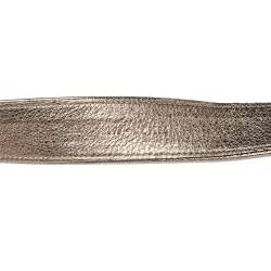 Pre Owned حزام فيرساتشي حافة جلد وقماش بالشعار رصاصي ميتاليك إبزيم غريكا 80 سم