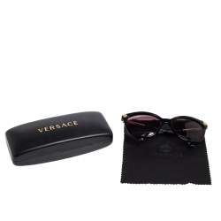 Pre Owned Versace Black Acetate Medusa Gradient Cat Eye Sunglasses