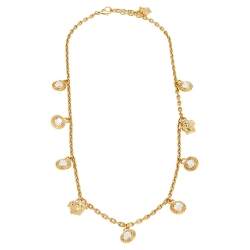 Pre Owned Versace Medusa and Crystal Gold Plated Necklace