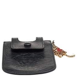 Pre Owned Versace Black Leather Phone Holder