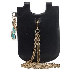 Pre Owned Versace Black Leather Phone Holder