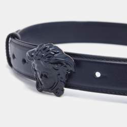 Versace Blue Leather Medusa Buckle Belt 80 CM