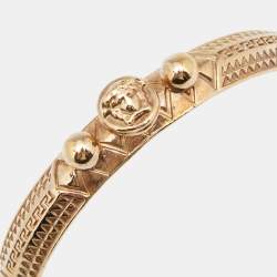 Pre Owned Versace Gold Tone Medusa Tassel Charm Bangle Bracelet