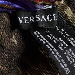 Pre Owned Versace Purple Animal & Baroque Print Silk Scarf
