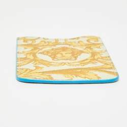 Pre Owned Versace Yellow/Blue Medusa Print Leather Phone Cover
