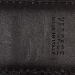 مملوكة مسبقًا حزام فيرساتشي بإبزيم مادوسا جلد أسود 95 سم