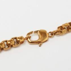 مملوكة مسبقًا Versace Medusa Logo Medallion Gold Tone Chunky Pendant Necklace