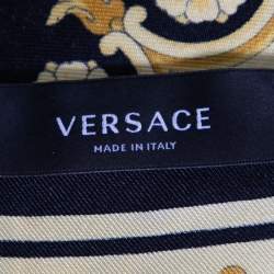 Versace Black Baroque Print Silk Scarf