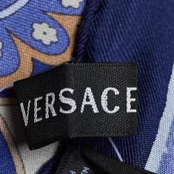 Versace Navy Blue Printed Silk Square Scarf