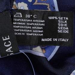 Versace Navy Blue Printed Silk Square Scarf