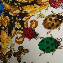 Versace White Butterfly and Ladybird Print Silk Scarf