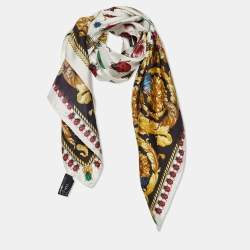 Versace White Butterfly and Ladybird Print Silk Scarf