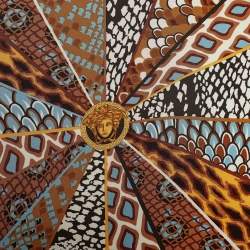 Versace Gold Multi Motif Print Silk Scarf