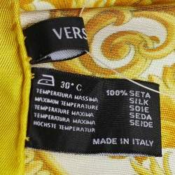 Versace Yellow Barocco Print Silk Square Scarf