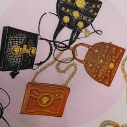 Versace Pink Bags & Chain Print Silk Scarf