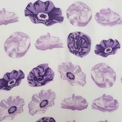 Versace Purple Flower Print Silk Scarf