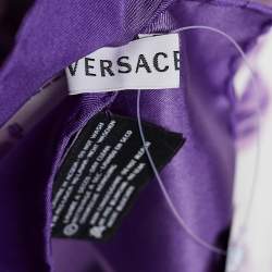 Versace Purple Flower Print Silk Scarf
