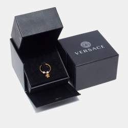Versace Medusa Faux Pearl Gold Tone Ring Size 53