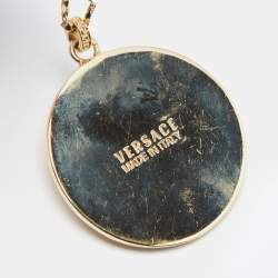 Versace Icon Medusa Lapis Lazuli Gold Tone Pendant Necklace