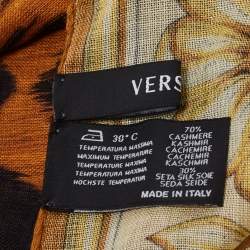 Versace Brown Animal Print Cashmere Silk Scarf