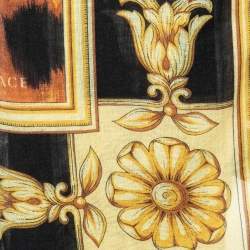 Versace Brown Animal Print Cashmere Silk Scarf