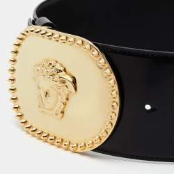 Pre Owned حزام فيرساتشي ميدوسا جلد أسود 80 سم