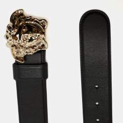 Versace Black Leather Medusa Buckle Belt 90 CM