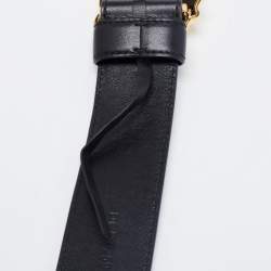 Pre Owned Versace Black Leather Medusa Buckle Belt 75CM