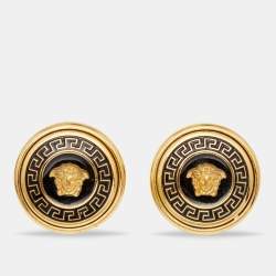 Pre Owned Versace Vanitas Gold Tone Medusa Stud Earrings